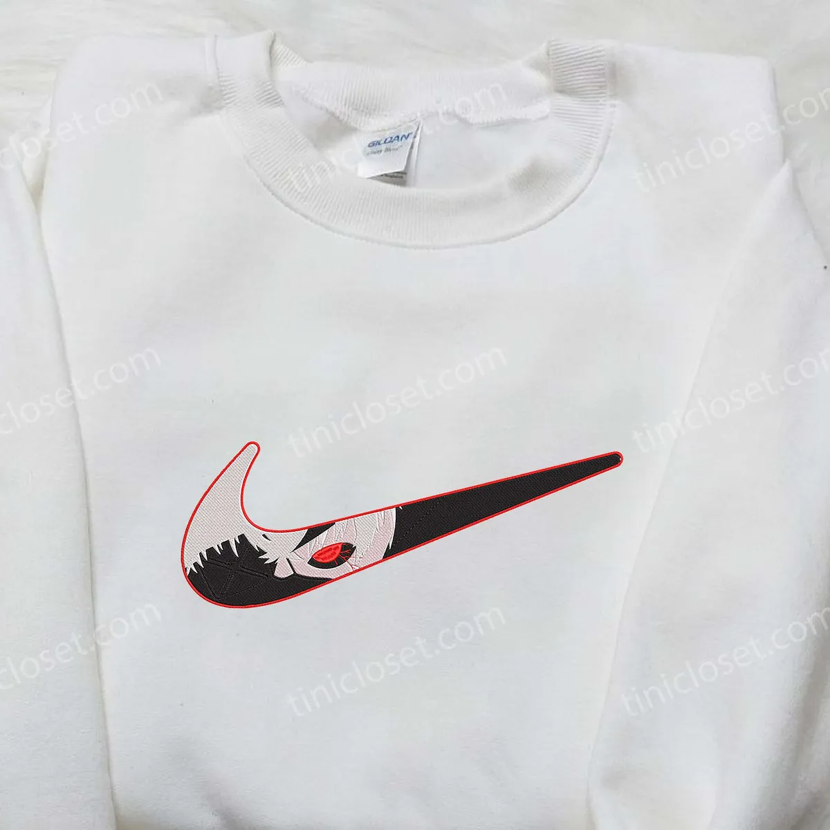 Kaneki Ken Nike Embroidered Shirt, Tokyo Ghoul Embroidered Shirt, Nike x Anime Shirt