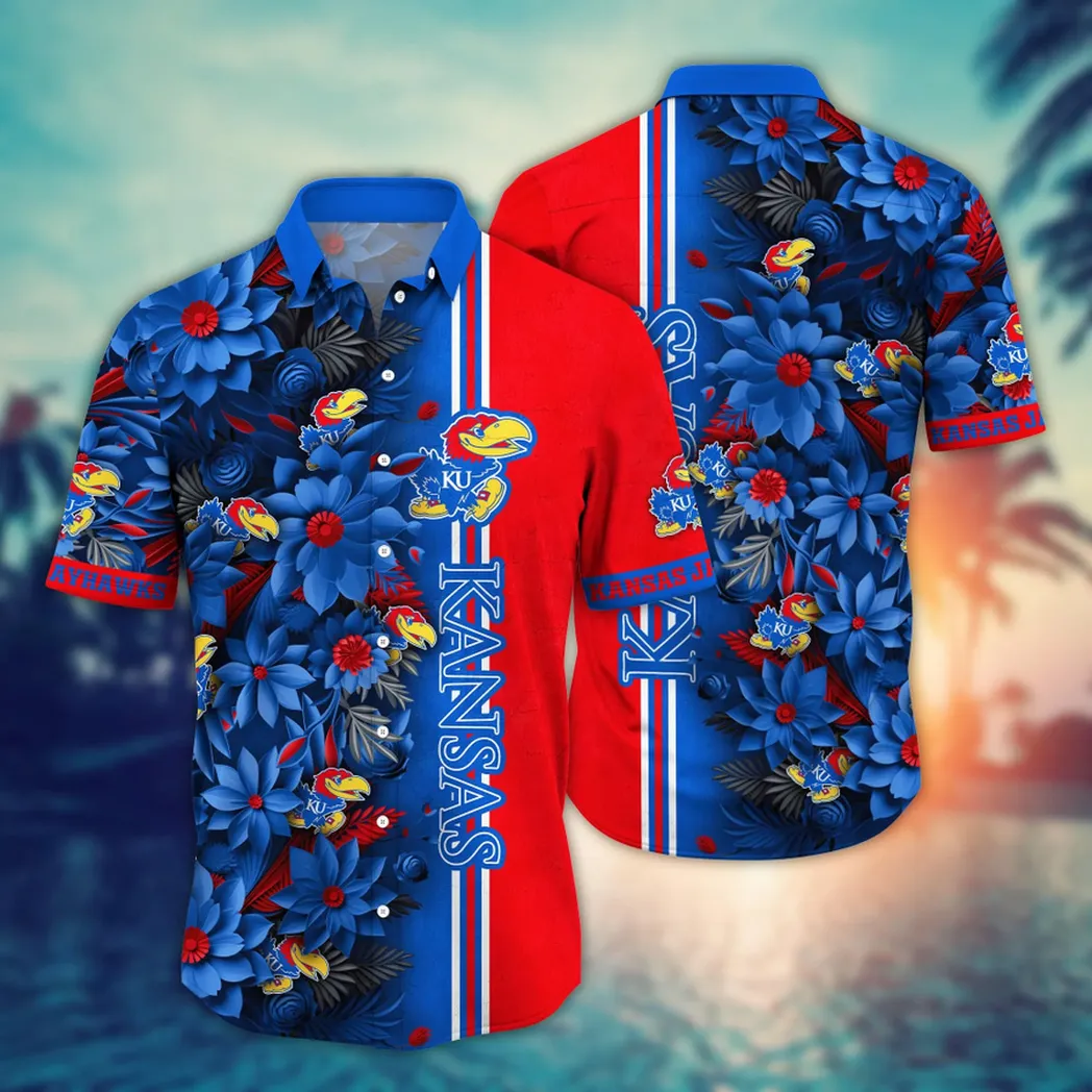 Kansas Jayhawks NCAA Flower Aloha Hawaiian Shirt, Custom Summer Football Shirts VPHWA2451153207