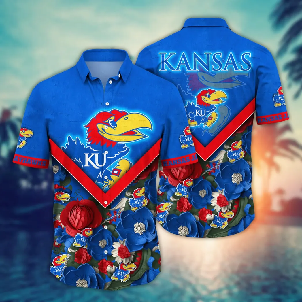 Kansas Jayhawks NCAA Flower Aloha Hawaiian Shirt, Custom Summer Football Shirts VPHWA2451153776