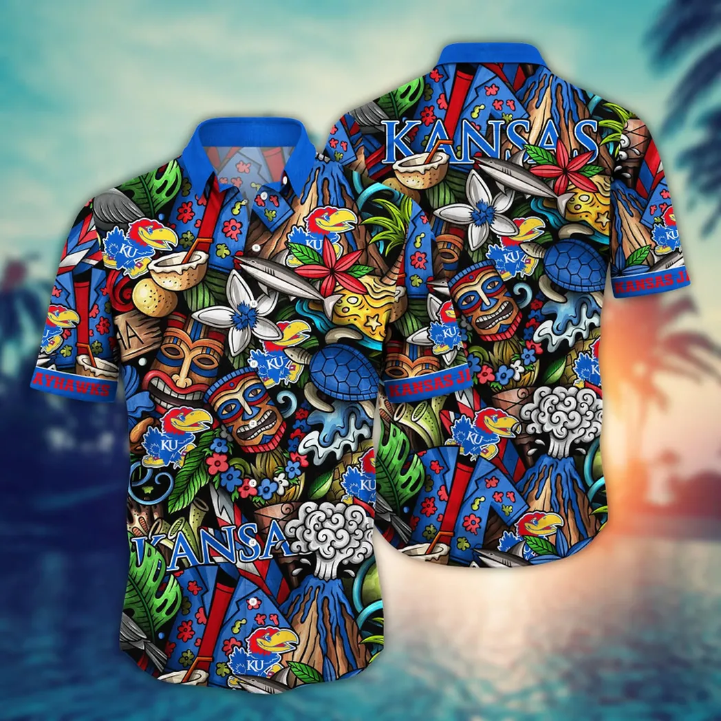 Kansas Jayhawks NCAA Flower Aloha Hawaiian Shirt, Custom Summer Football Shirts VPHWA2451154303