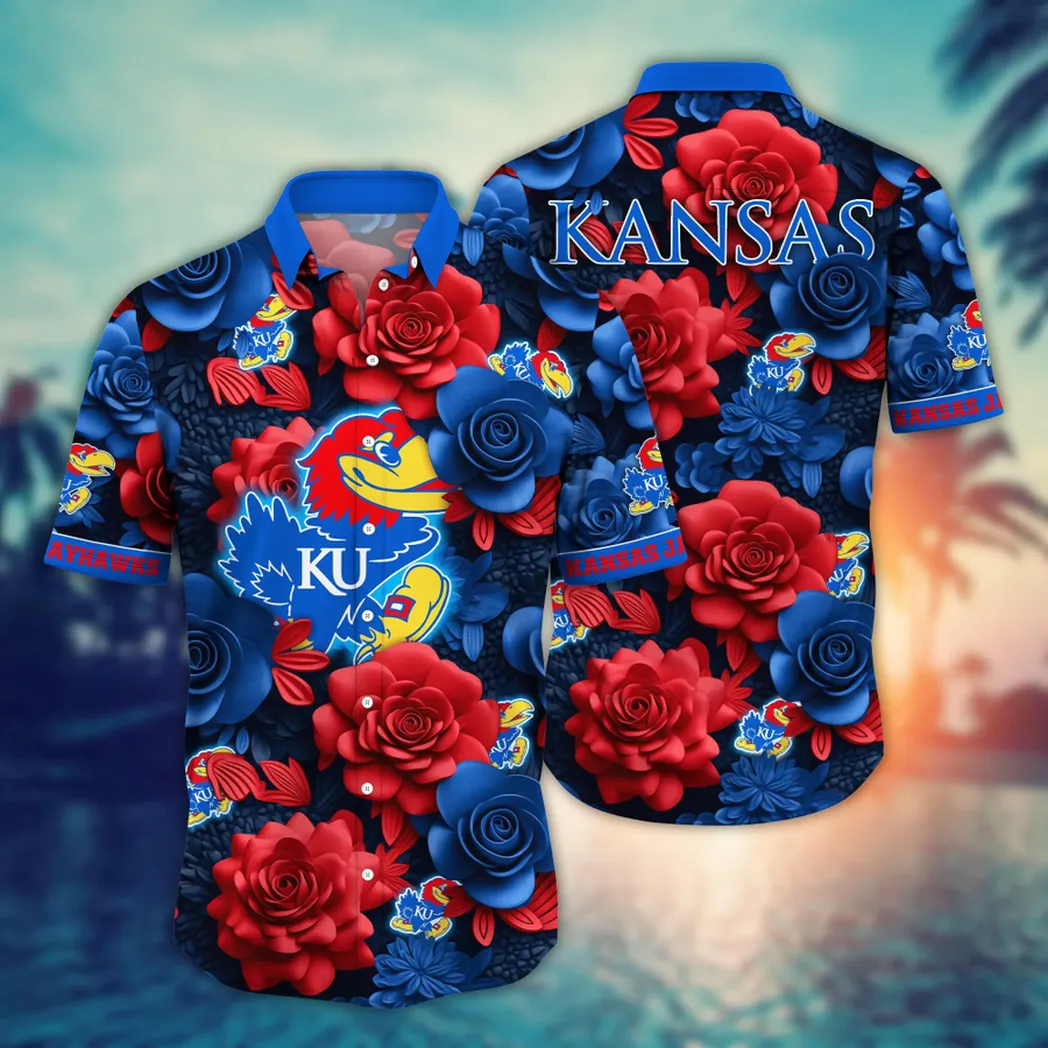 Kansas Jayhawks NCAA Flower Aloha Hawaiian Shirt, Summer Football Shirts VPHWA2451153878