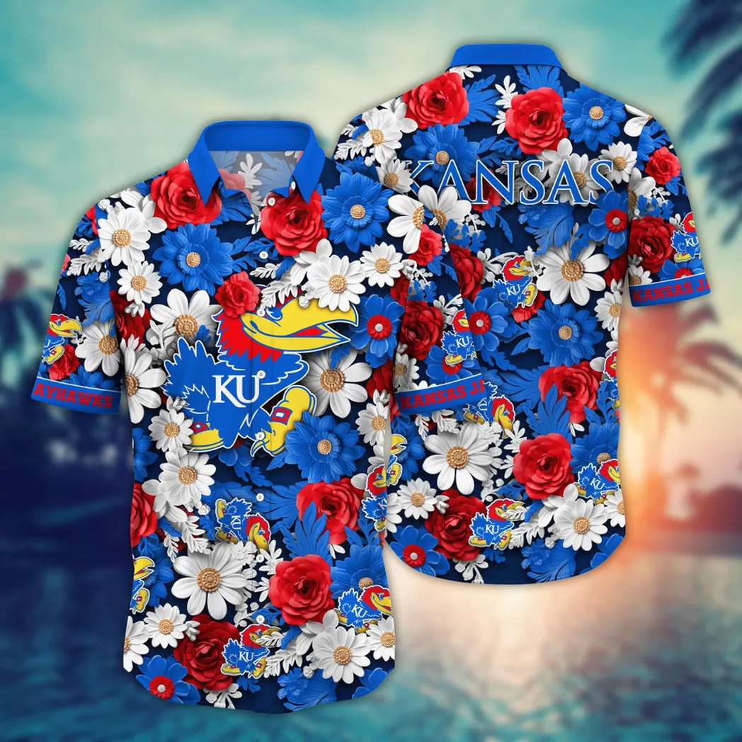 Kansas Jayhawks NCAA Flower Aloha Hawaiian Shirt, Summer Football Shirts VPHWA2451153885