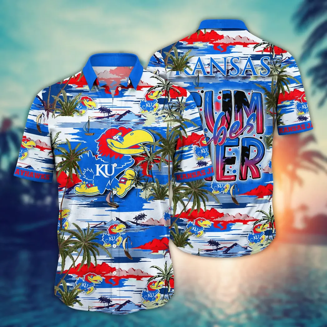 Kansas Jayhawks NCAA Flower Aloha Hawaiian Shirt, Summer Football Shirts VPHWA2451154030