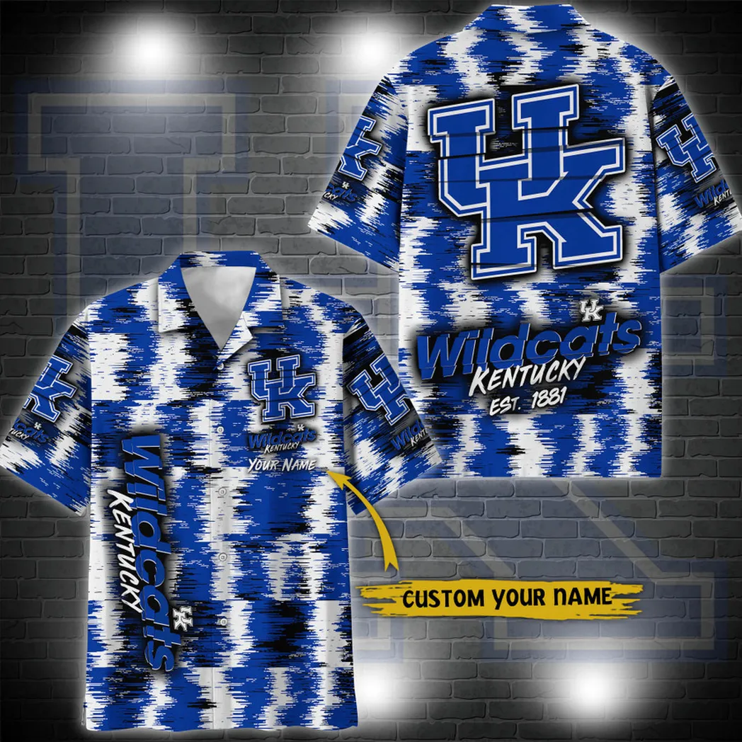 Kentucky Wildcats Aloha Hawaiian Shirt Custom Your Name, Sport 3D Shirt, Gift For Fan VPHWA2451152035