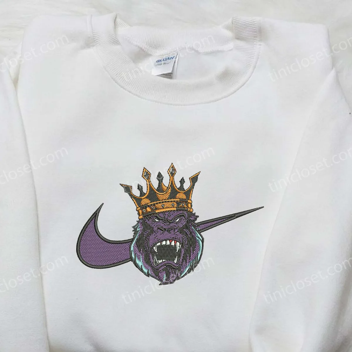 King Kong Nike Embroidered Shirt, Nike Inspired Embroidered Shirt, Movie Embroidered Shirt