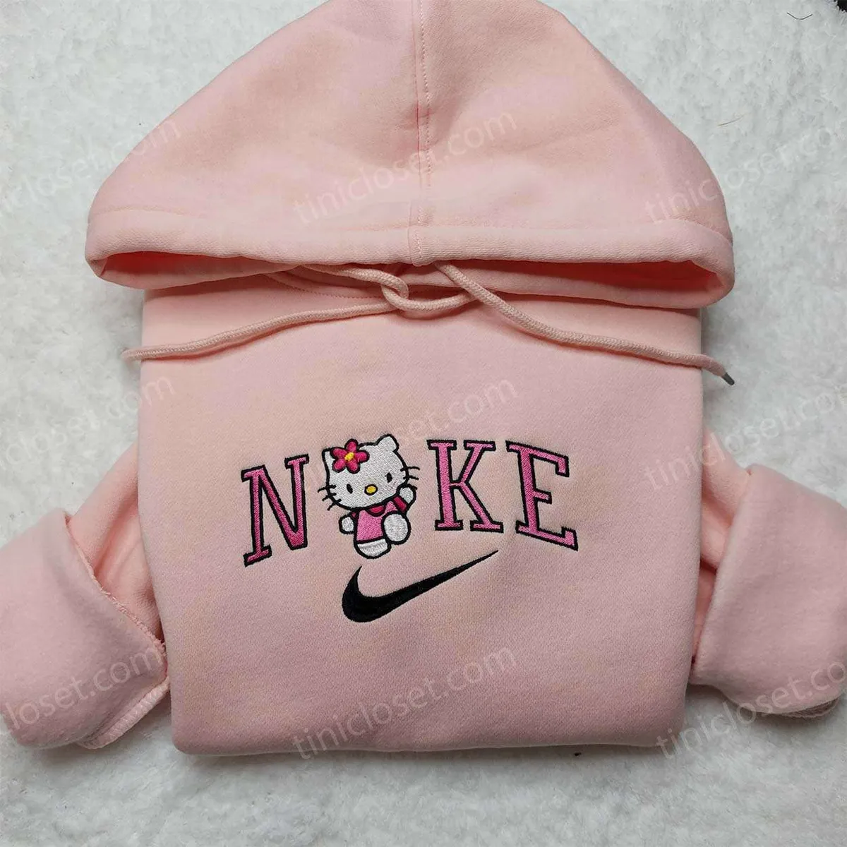 Kitty Nike Embroidered Shirt, Custom Nike Embroidered Sweatshirt, Cute Gifts for Family