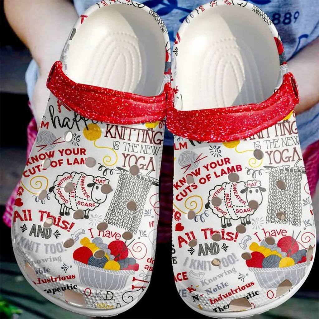 Knitting Jokes For Men And Women Gift For Fan Classic Water Rubber Crocs Clog