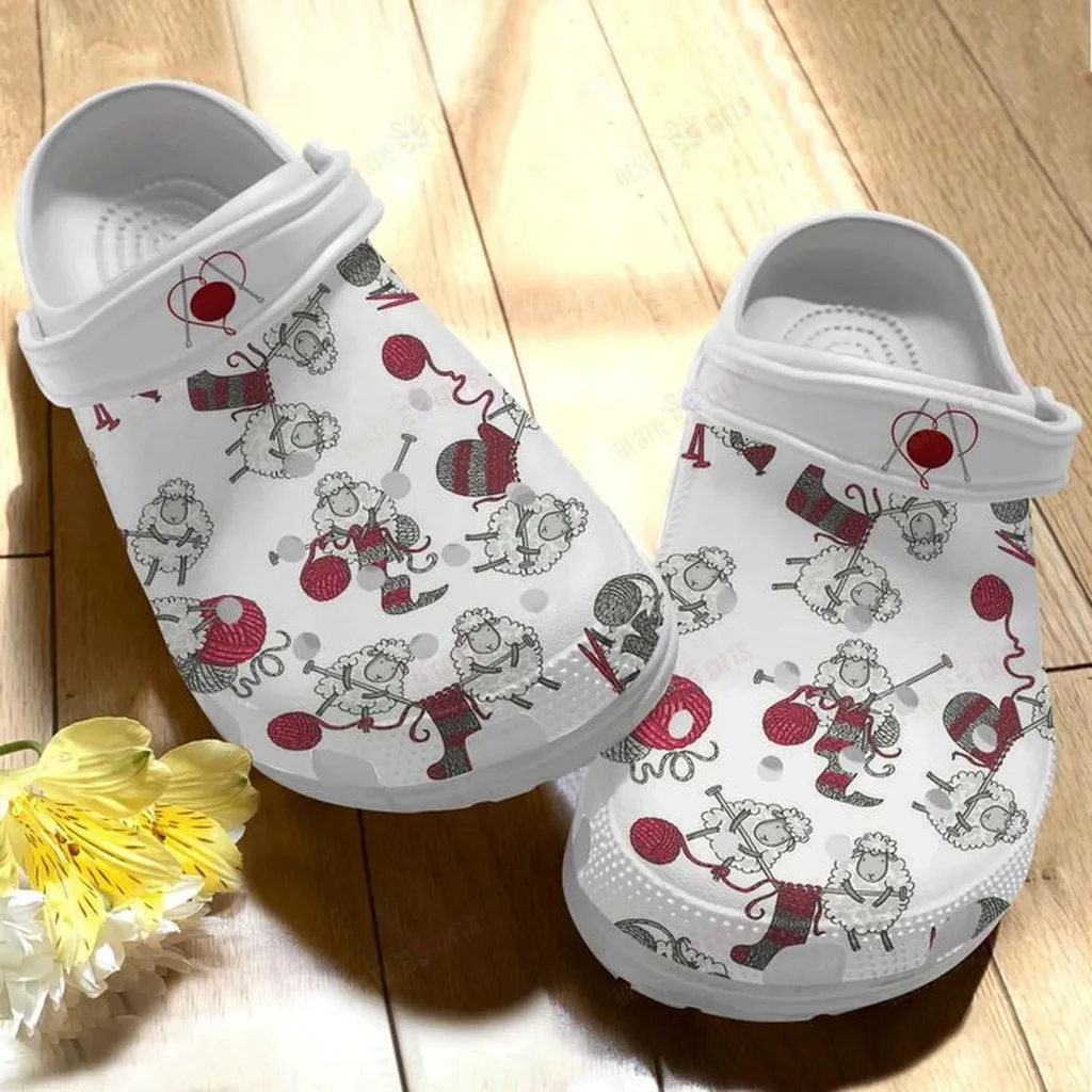 Knitting Sheep Knitting Crocs, Personalized Crocs Classic Clogs