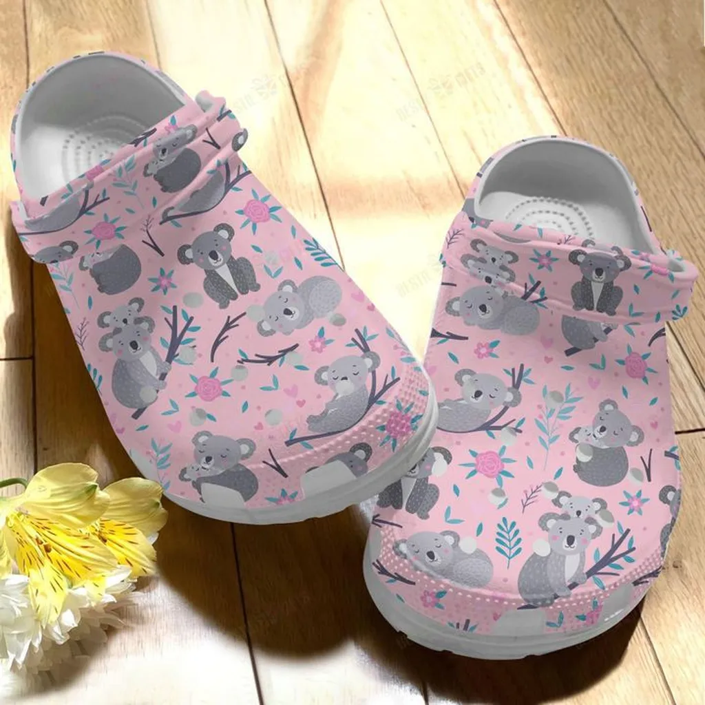 Koala White Sole Cute Koalas Crocs, Personalized Crocs Classic Clogs