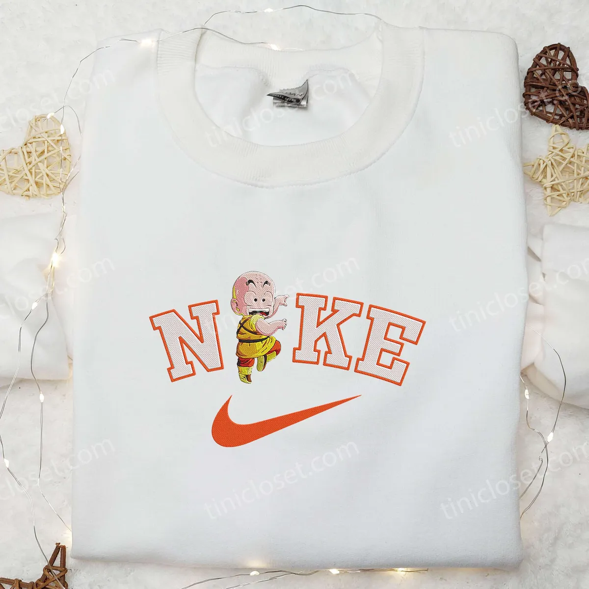 Krillin Nike Embroidered Shirt, Dragon Ball Embroidered Hoodie, Nike x Anime Embroidered Shirt