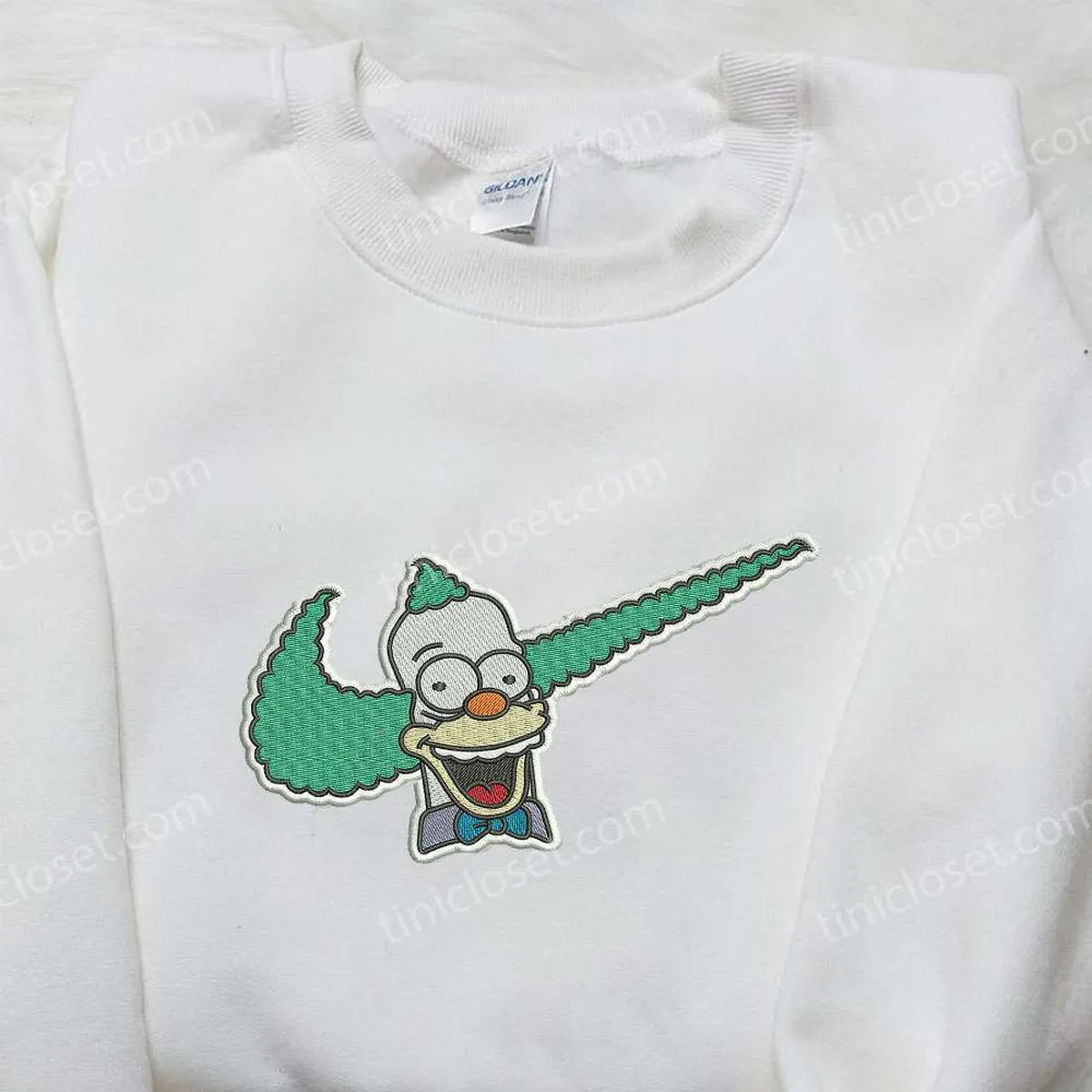 Krusty the Clown x Nike Embroidered Shirt, The Simpsons Embroidered Shirt, Custom Nike Embroidered Shirt