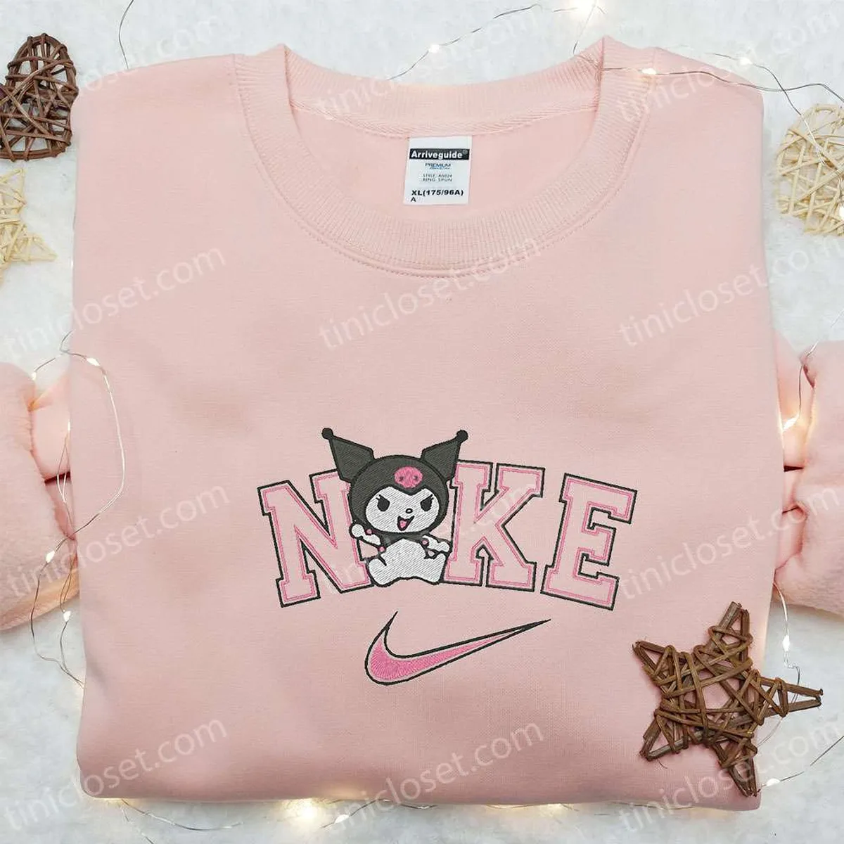 Kuromi x Nike Embroidered Cartoon Shirt, Nike Inspired Embroidered Shirt, Best Gift for Family