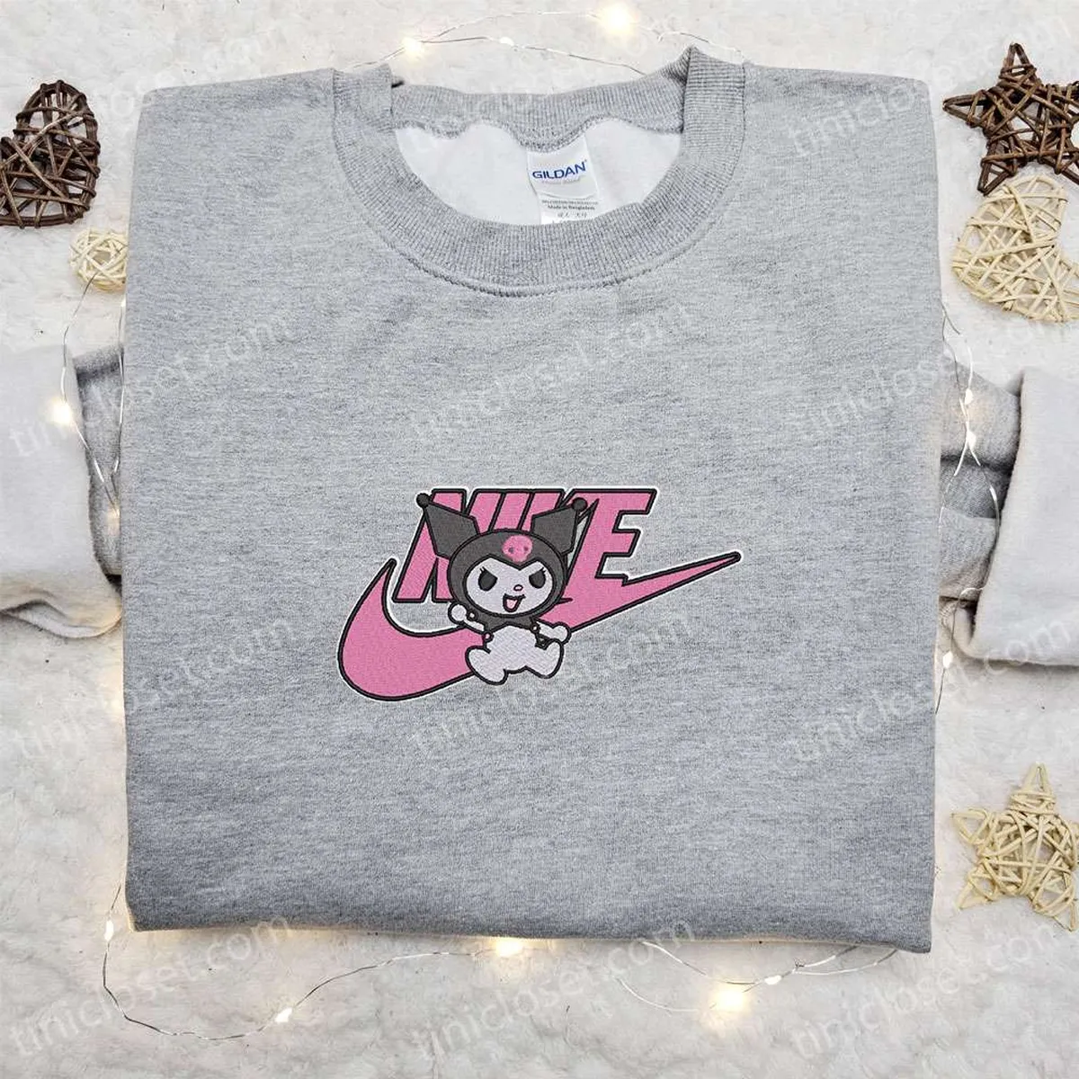 Kuromi x Nike Embroidered Shirt, Anime Embroidered Hoodie, Best Gifts For Family