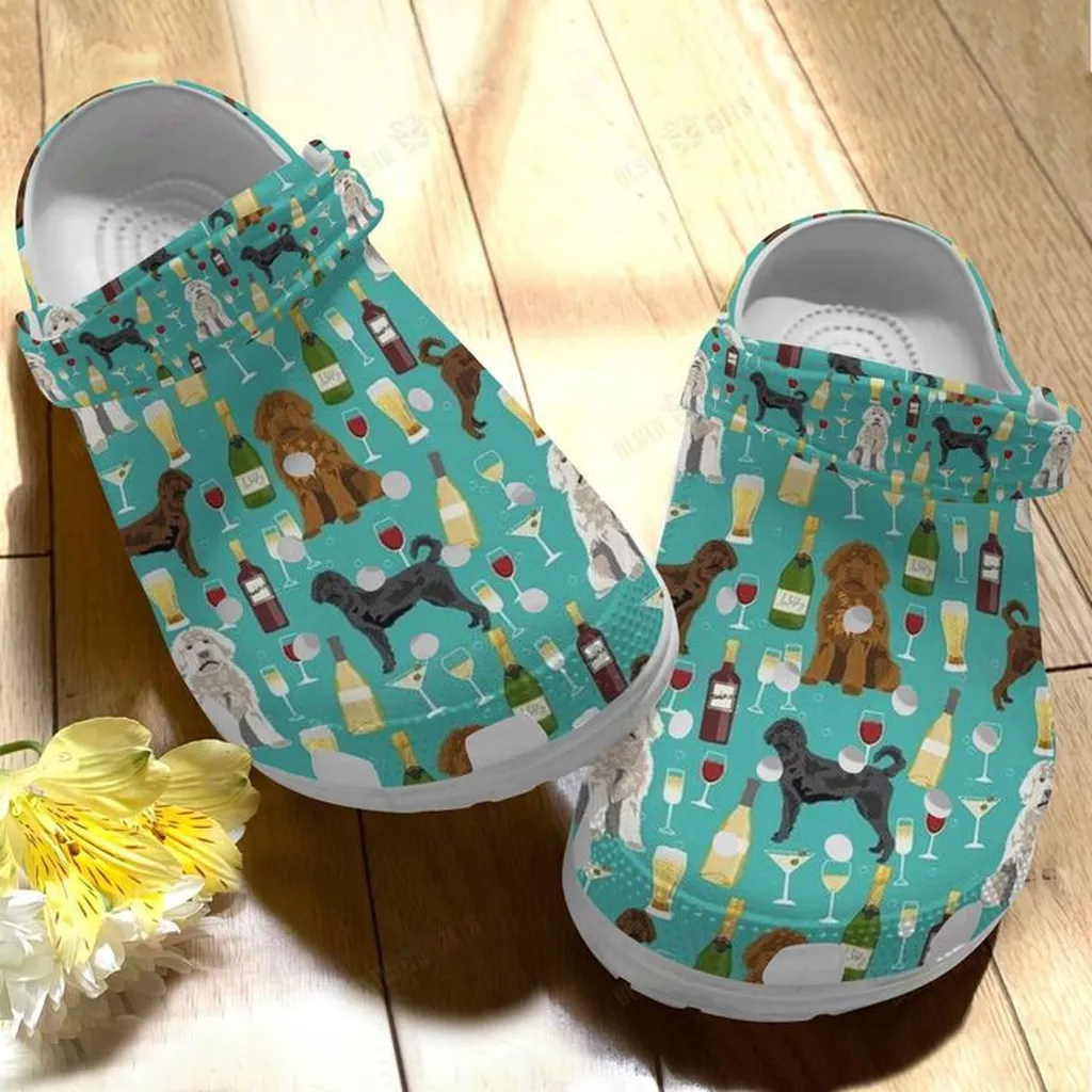 Labradoodle Whites Sole Wine Pattern Crocs Classic Clogs