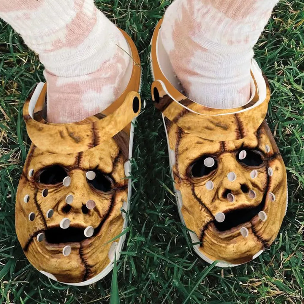 Leatherface Mask Crocs, Personalized Crocs Classic Clogs