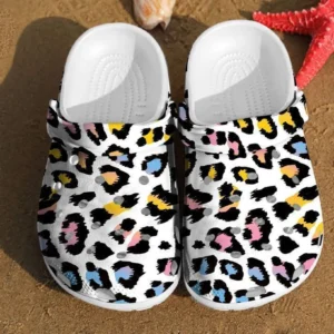 Leopard Print Colorful Glitter Fur Cheetah Gift Crocs Clog