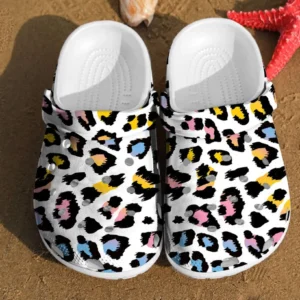 Leopard Print Colorful Glitter Fur Cheetah Gift For Lover Rubber Crocs Clog