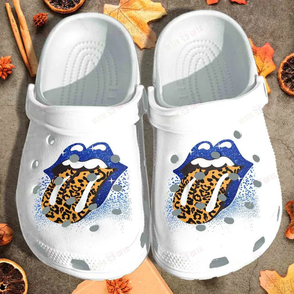 Leopard Tongue Blue Lipstick Crocs Classic Clogs