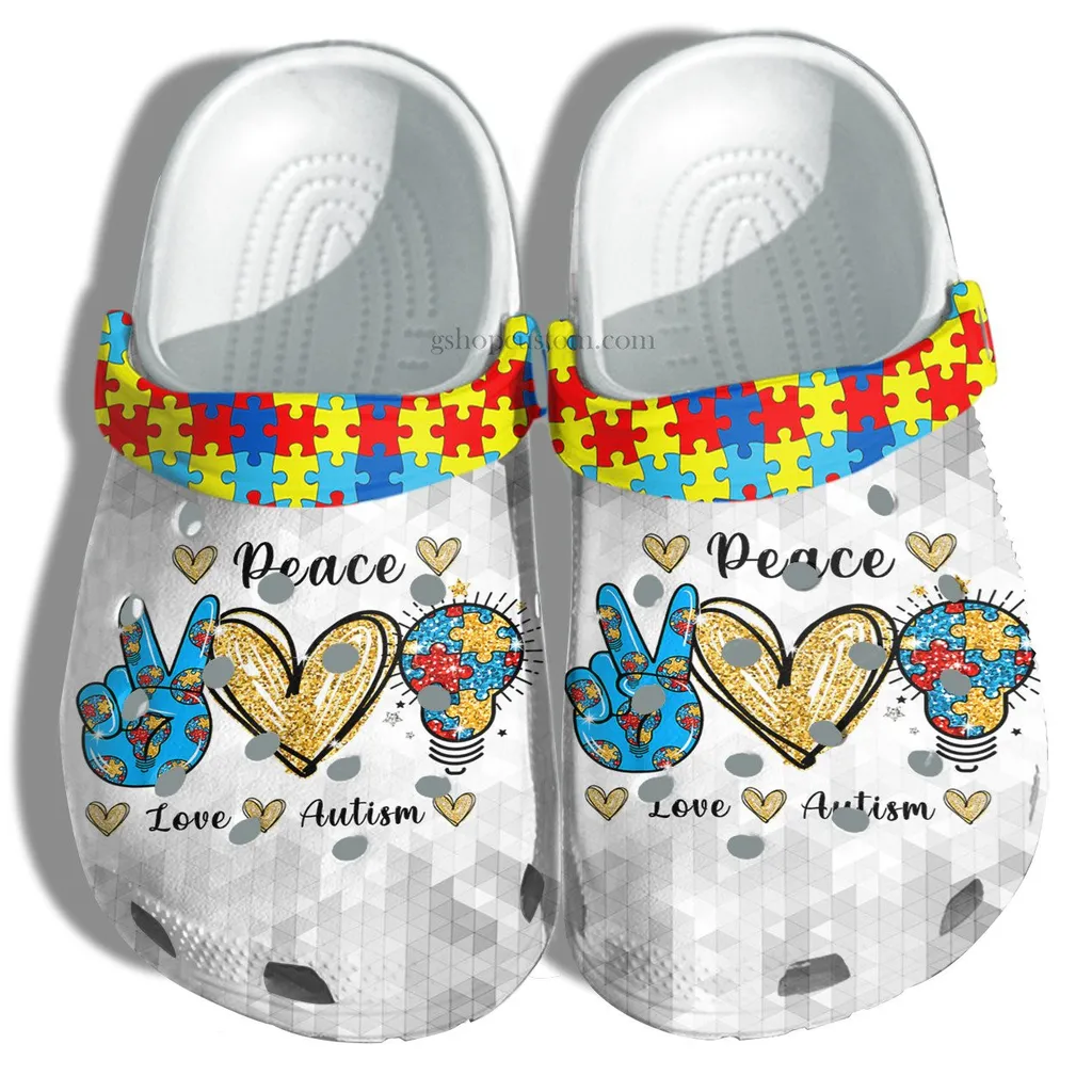 Light Puzze Peace Love Autism Crocs