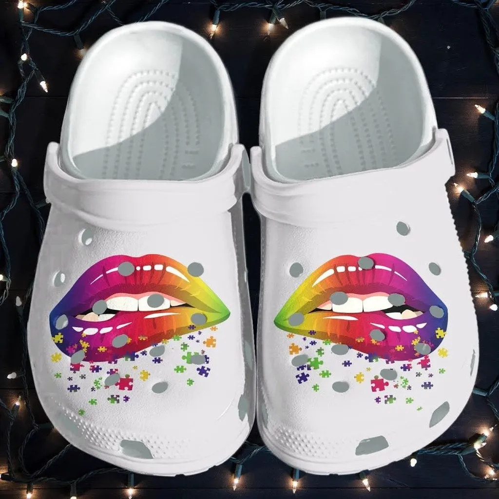 Lip Rainbow Puzzle Crocs