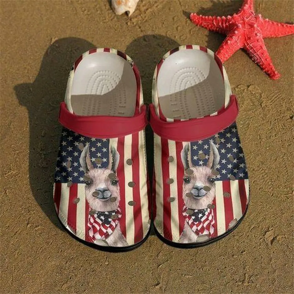 Llama Flag Us Personalized Gift For Lover Rubber Crocs Clog