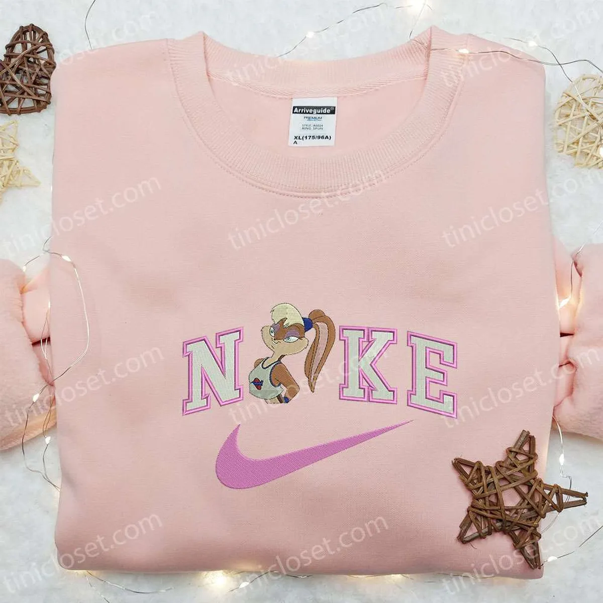 Lola Bunny x Nike Embroidered Sweatshirt, Disney Looney Tunes Embroidered Hoodie, Cartoon Embroidered Shirt