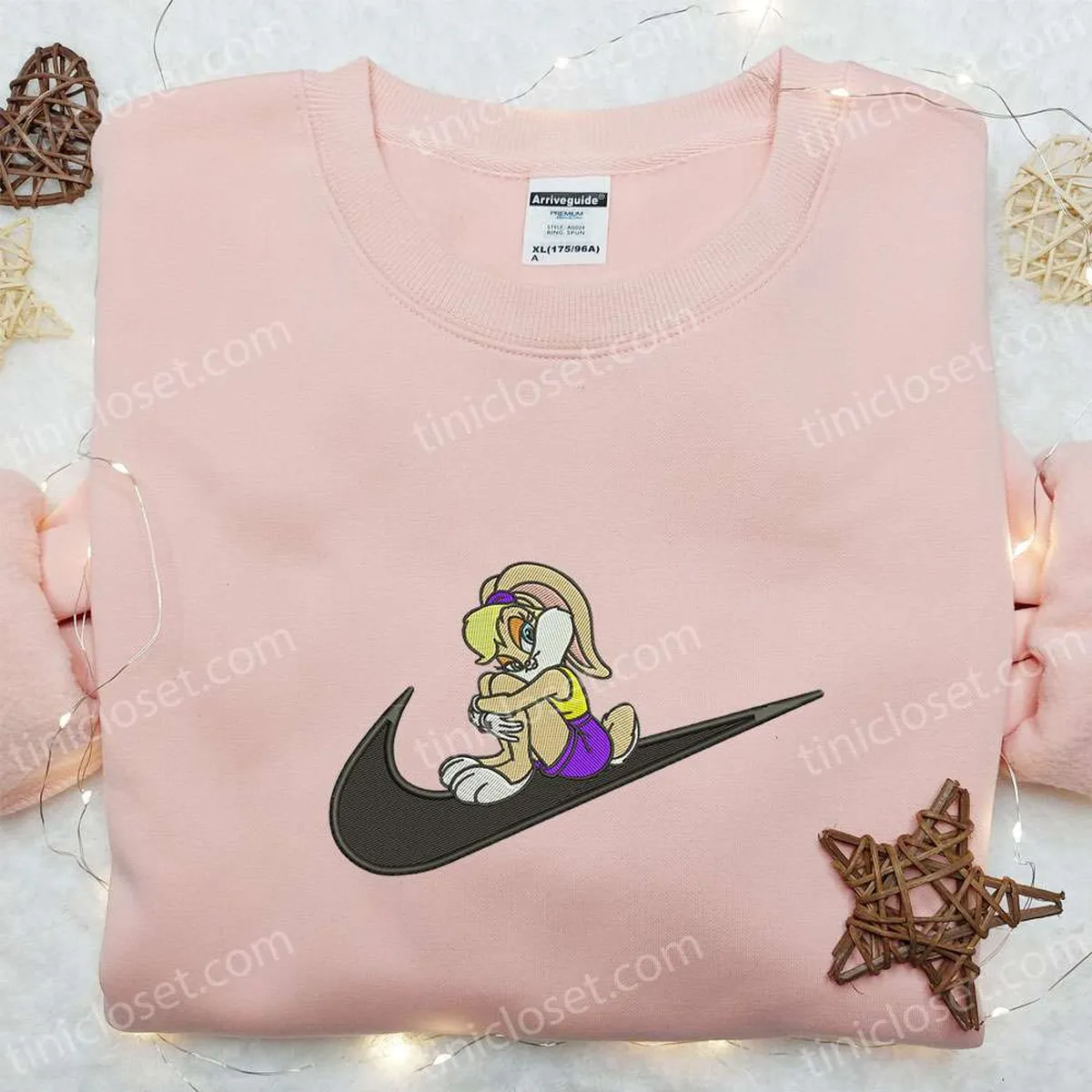 Lola Bunny x Nike Swoosh Embroidered Shirt, Disney Looney Tunes Embroidered Hoodie, Cartoon Embroidered Sweatshirt