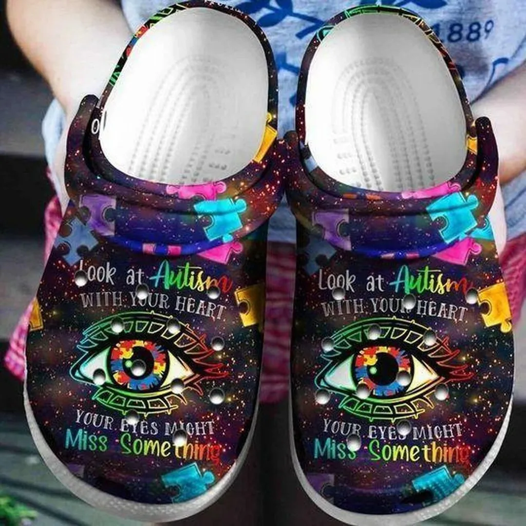 Look At Autism With Your Heart Personalized Gift For Lover Rubber Crocs Clog