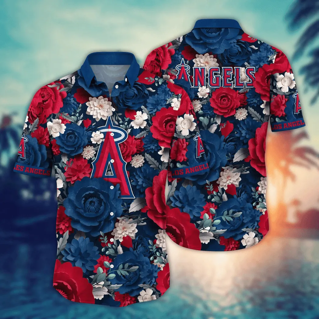 Los Angeles Angels MLB Flower Aloha Hawaiian Shirt, Custom Summer Football Shirts VPHWA2451154836