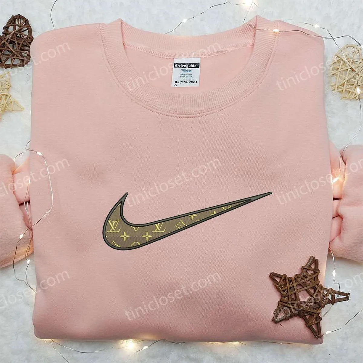 Louis Vuitton x Nike Swoosh Embroidered Hoodie, Nike Inspired Embroidered Shirt, Best Gift for Family