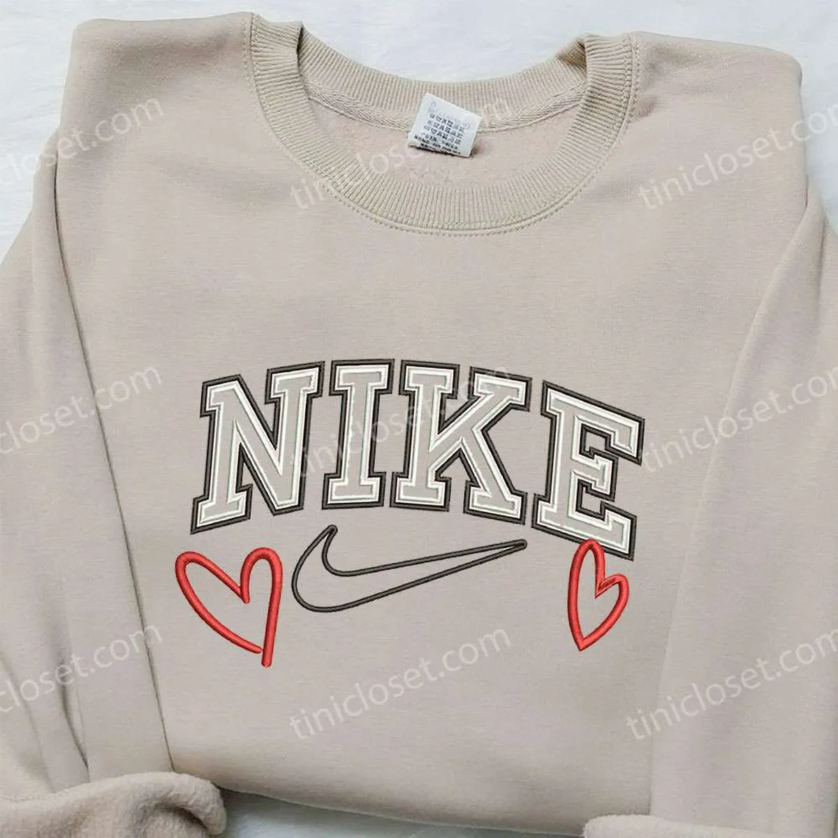 Love Heart x Nike Embroidered Sweatshirt, Nike Inspired Embroidered Shirt, Best Valentine Days Gift Ideas