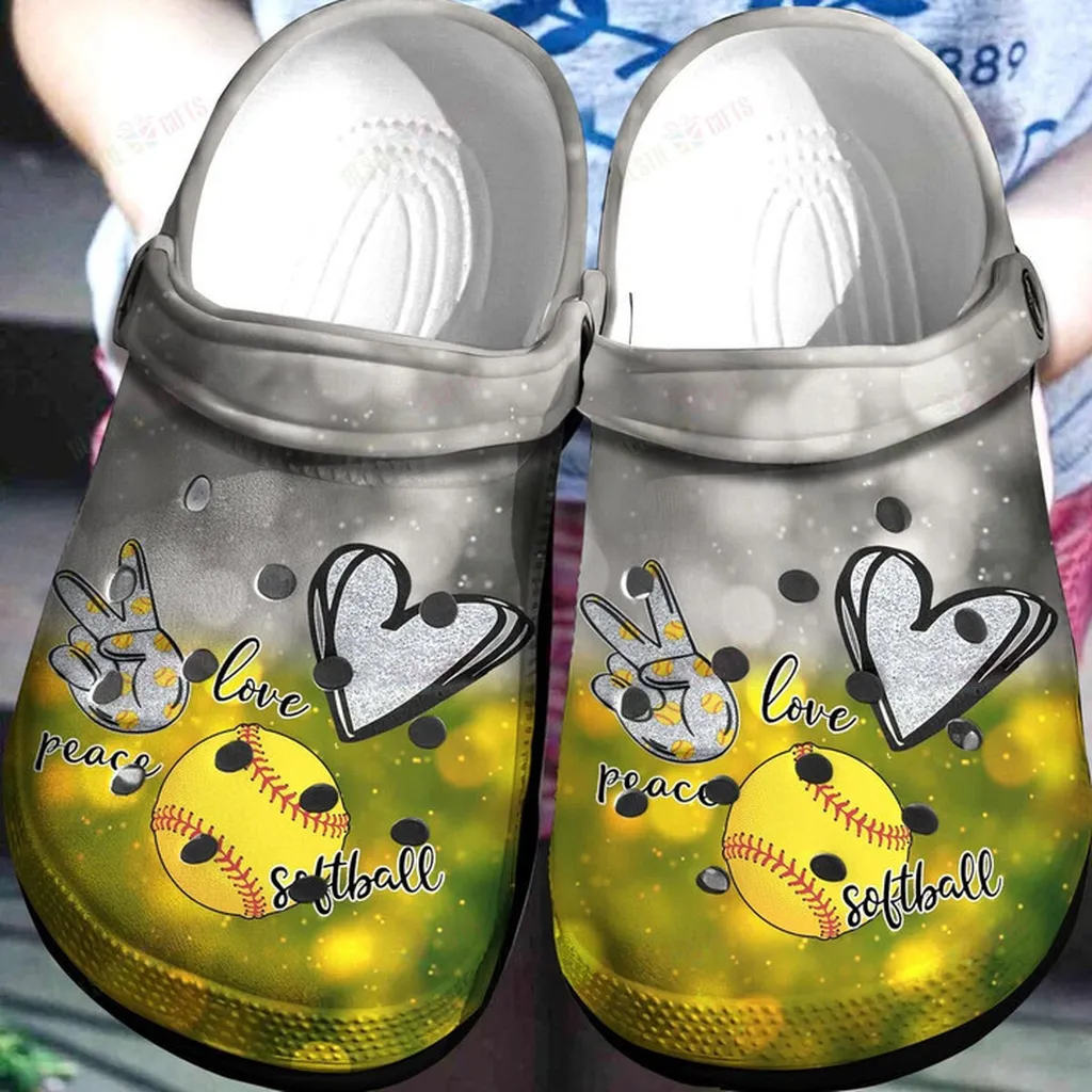 LOve Peace Softball Be Kind Crocs Classic Clogs