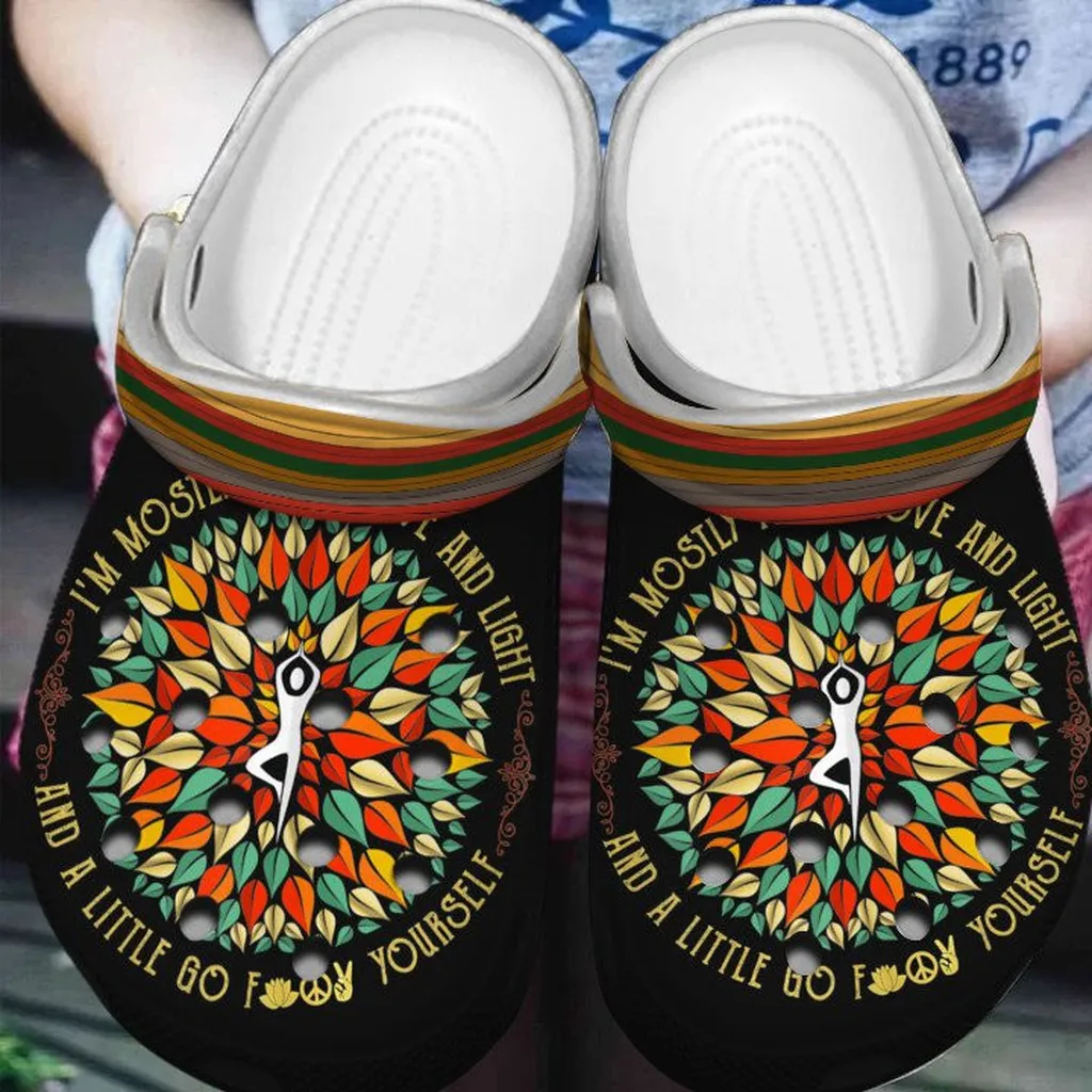 Love Yoga Pattern Clogs Crocs