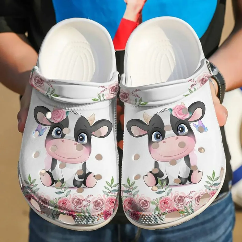 Lovely Cow Floral 102 Gift For Lover Rubber Crocs Clog