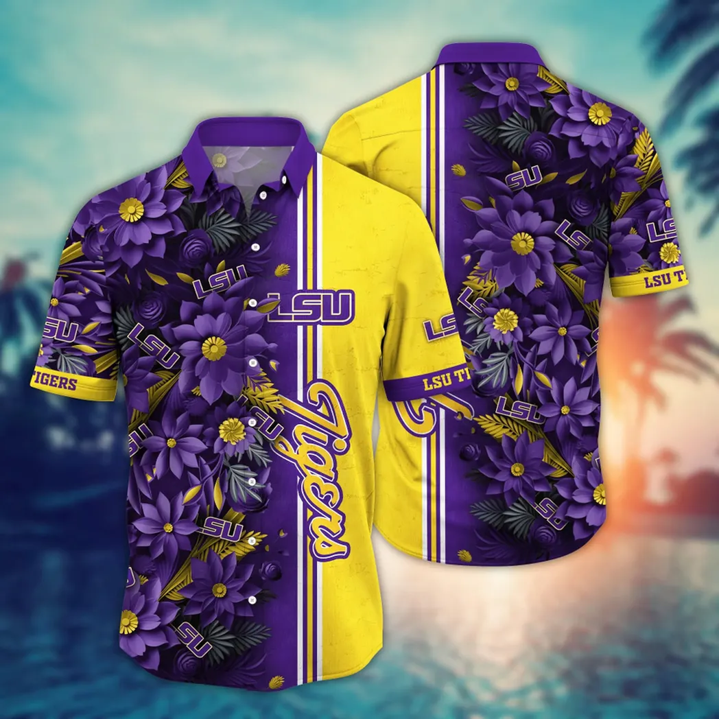 LSU TIGERS NCAA Flower Aloha Hawaiian Shirt, Custom Summer Football Shirts VPHWA2451153233