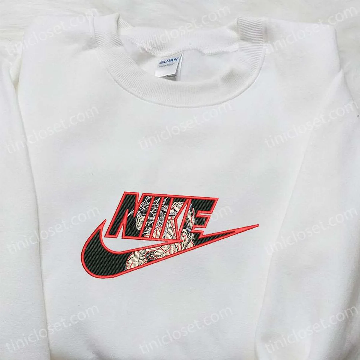 Lu Bu x Nike Anime Embroidered Hoodie, Record of Ragnarok Embroidered Shirt, Nike Inspired Embroidered Shirt