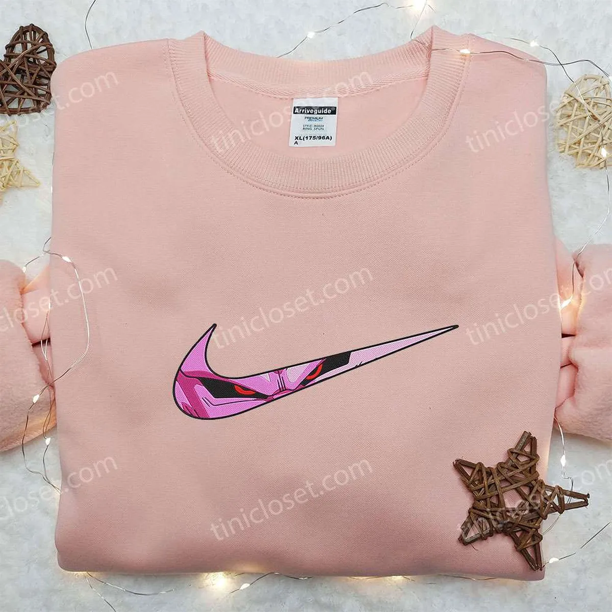 Majin Buu x Nike Swoosh Anime Embroidered Hoodie, Dragon Ball Embroidered Shirt, Nike Inspired Embroidered Shirt