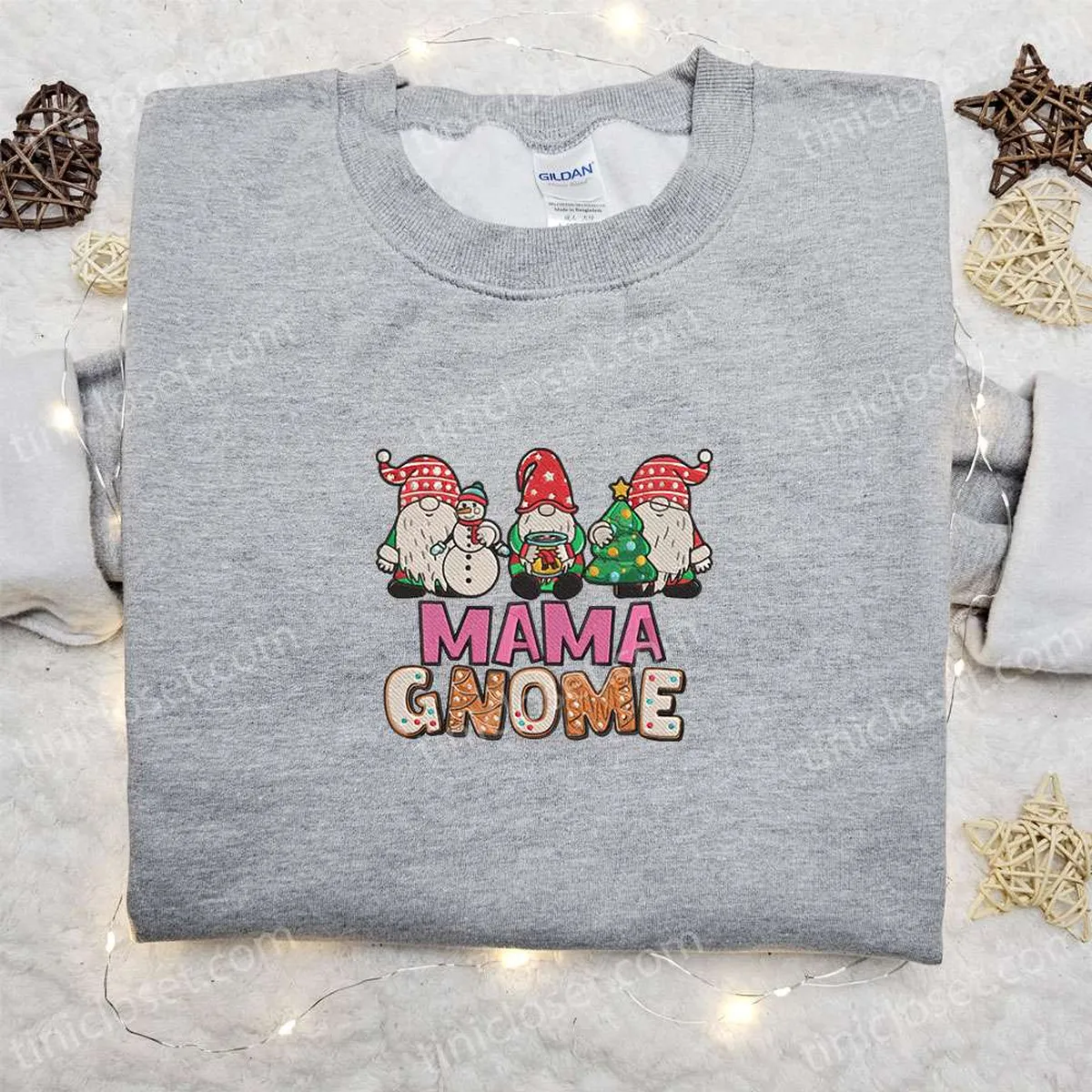 Mama Gnomes Christmas Embroidered Sweatshirt, Christmas Embroidered Shirt, Best Christmas Gift Ideas