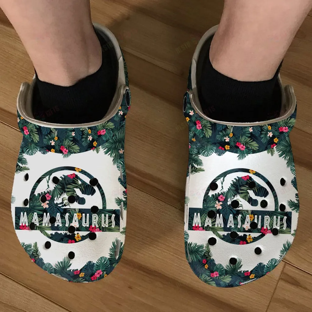 Mamasaurus Floral Crocs Classic Clogs