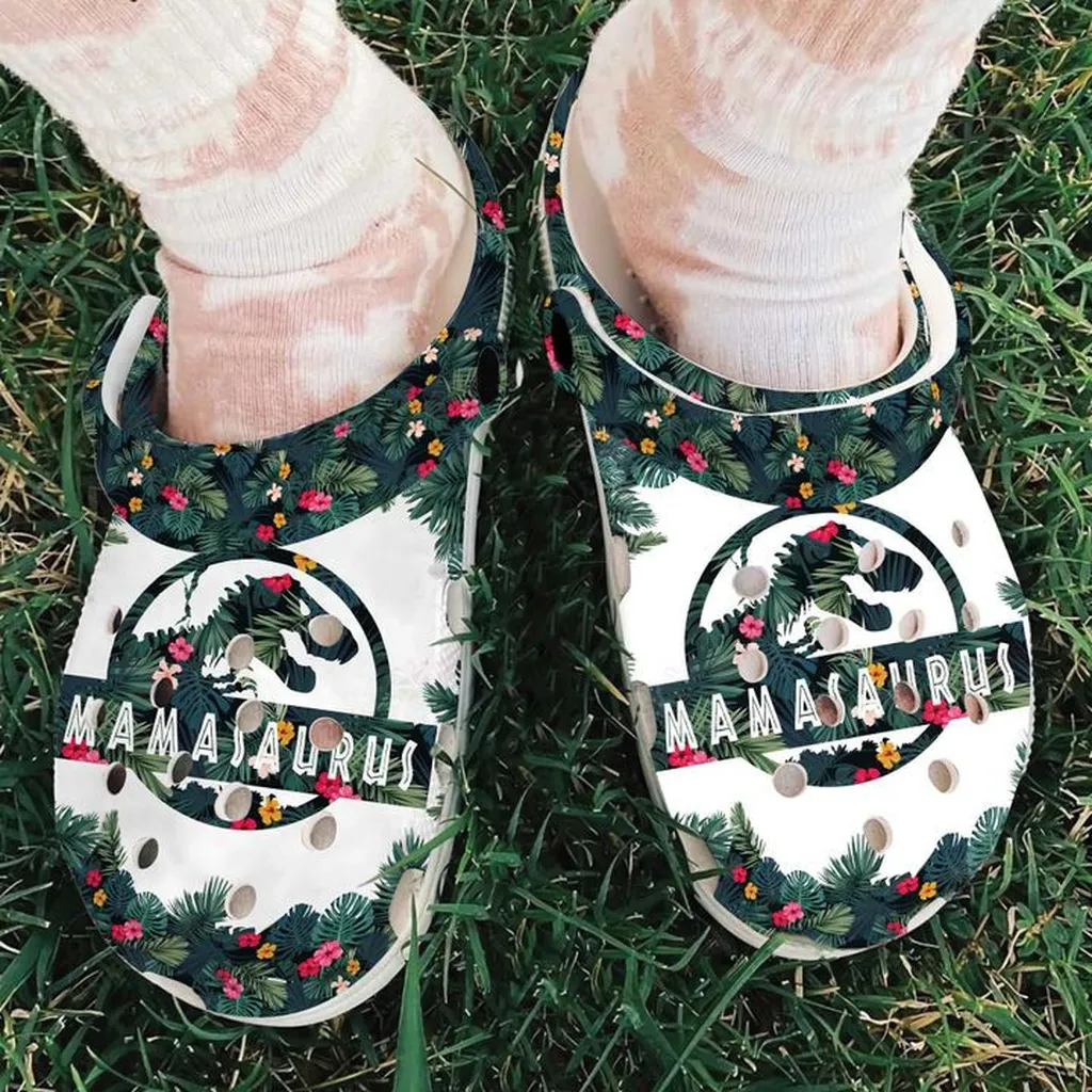 Mamasaurus Floral Crocs, Personalized Crocs Classic Clogs