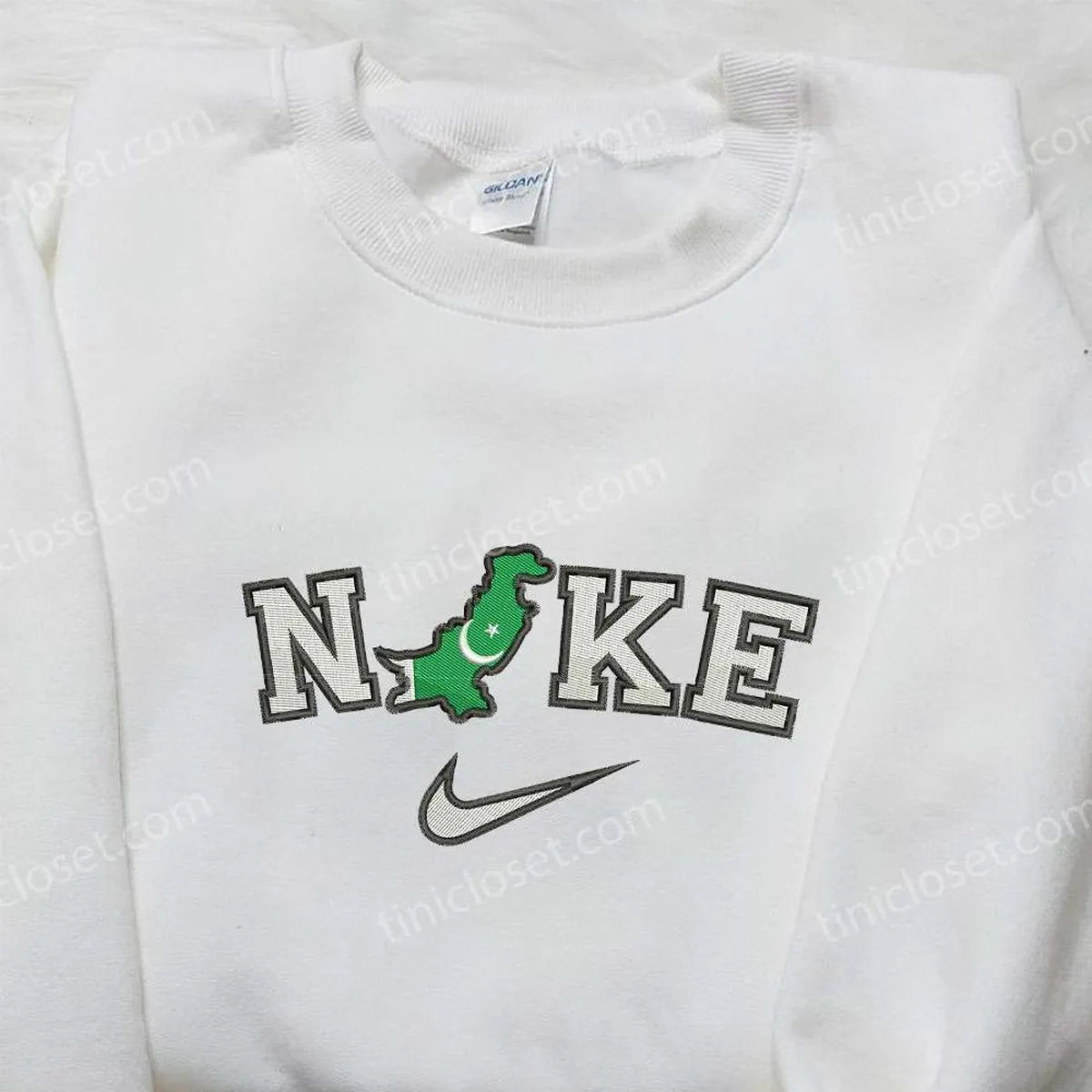 Map of Pakistan x Nike Embroidered Sweatshirt, Nike Inspired Embroidered Shirt, National Day Gifts Ideas