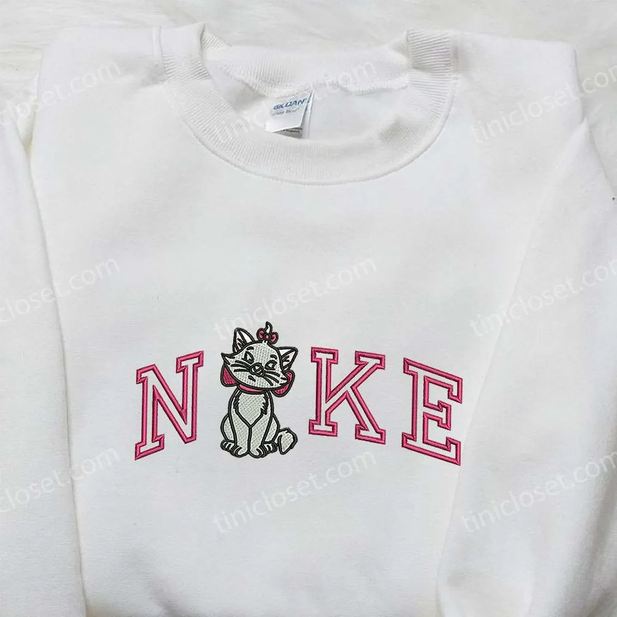 Marie Cat x Nike Embroidered Sweatshirt, The Aristocats Disney Family Shirts, Nike Inspired Embroidered Shirt