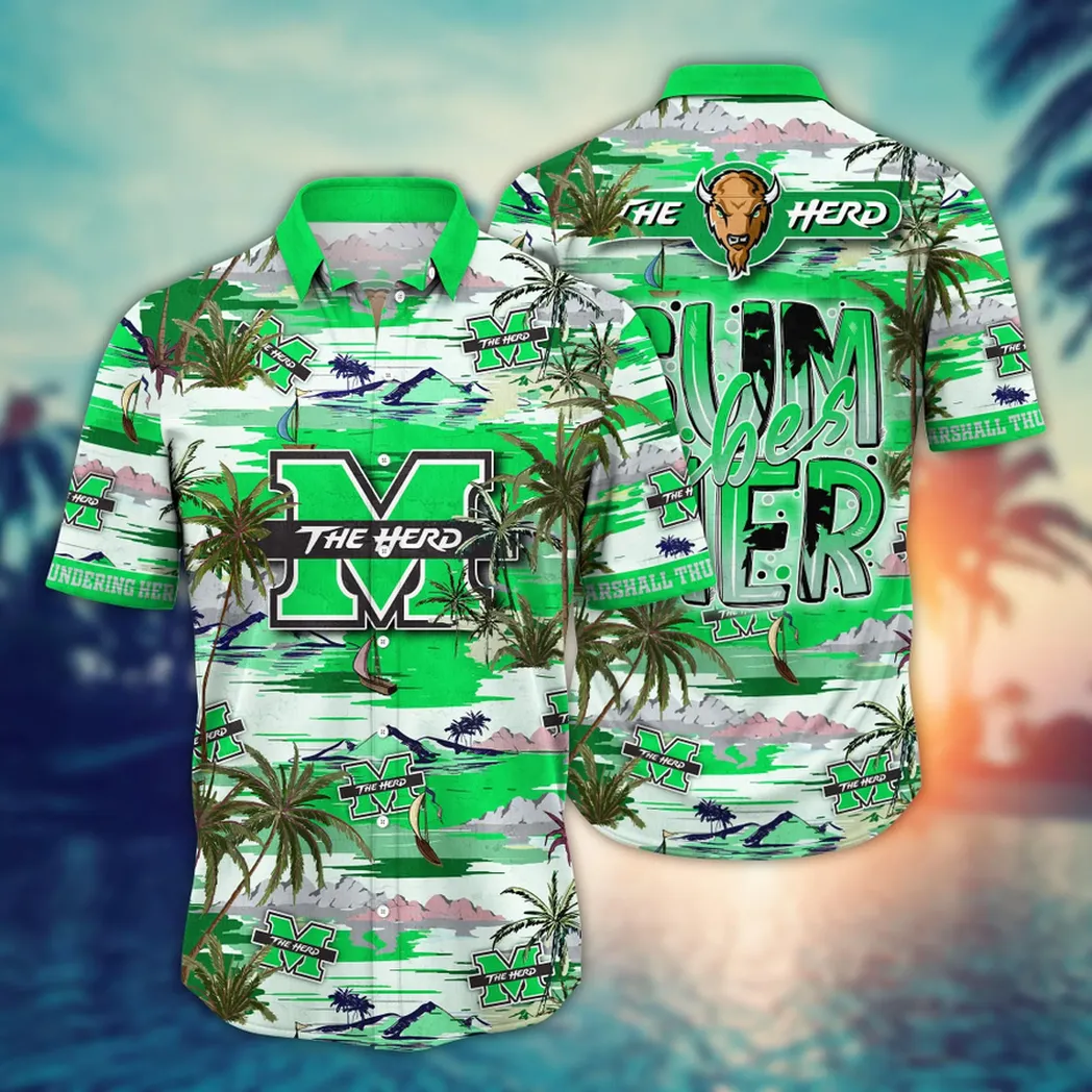 Marshall Thundering Herd NCAA Flower Aloha Hawaiian Shirt, Summer Football Shirts VPHWA2451154016