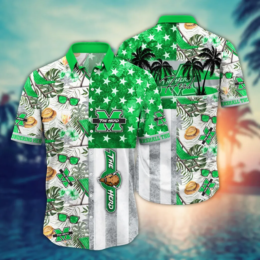 Marshall Thundering Herd NCAA Flower Aloha Hawaiian Shirt, Summer Football Shirts VPHWA2451154135