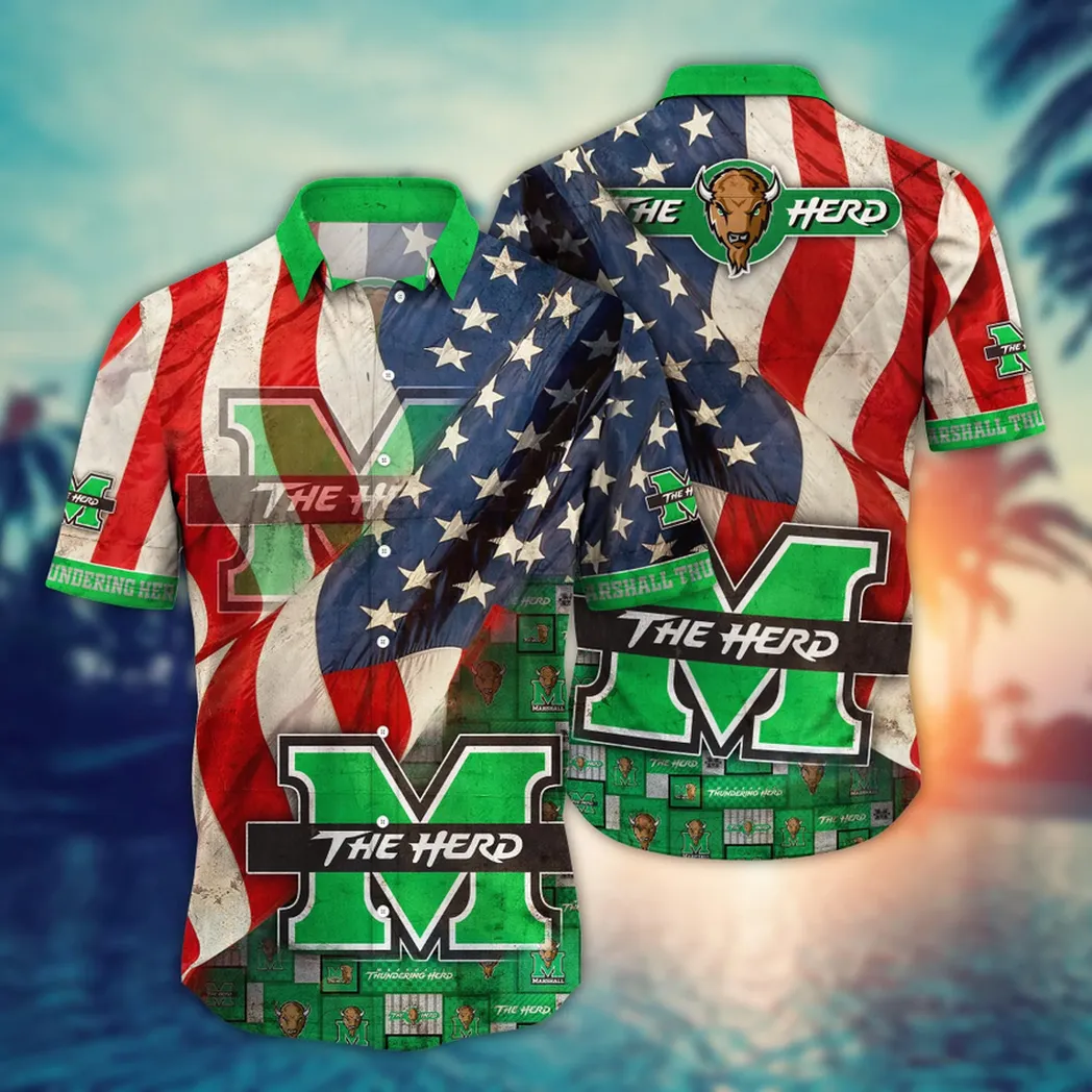 Marshall Thundering Herd NCAA Flower Aloha Hawaiian Shirt, Summer Football Shirts VPHWA2451154189