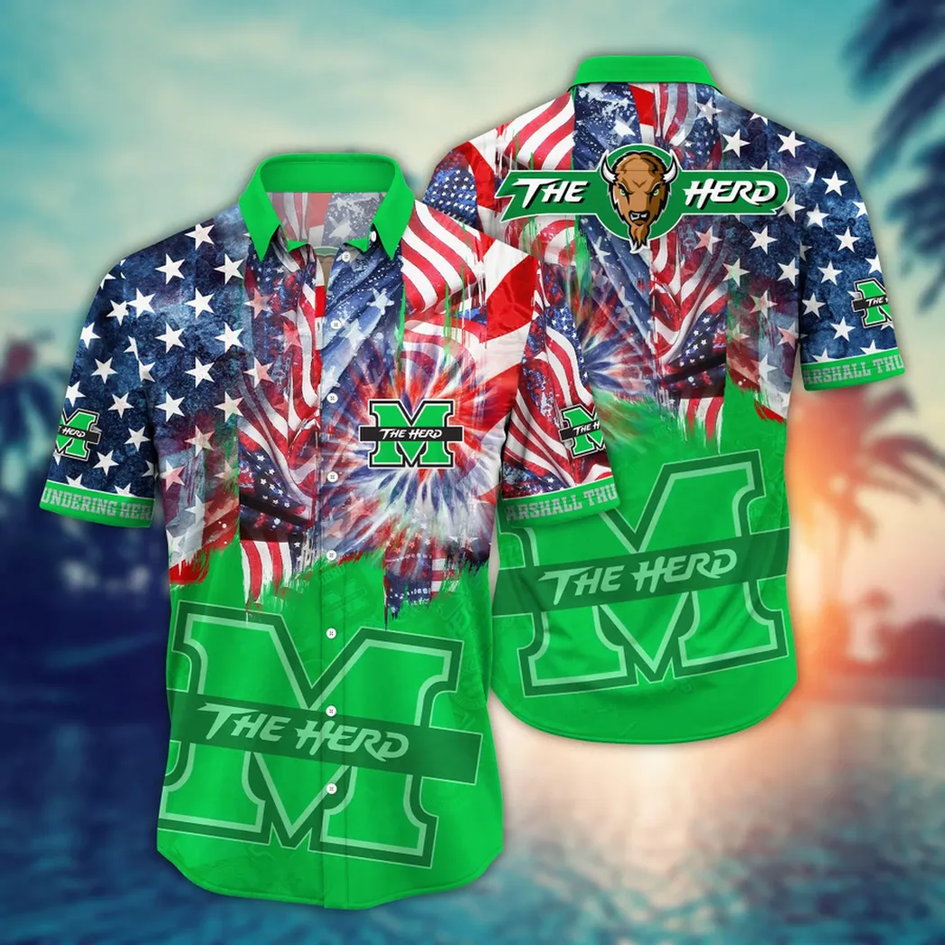 Marshall Thundering Herd NCAA Flower Aloha Hawaiian Shirt, Summer Football Shirts VPHWA2451154277