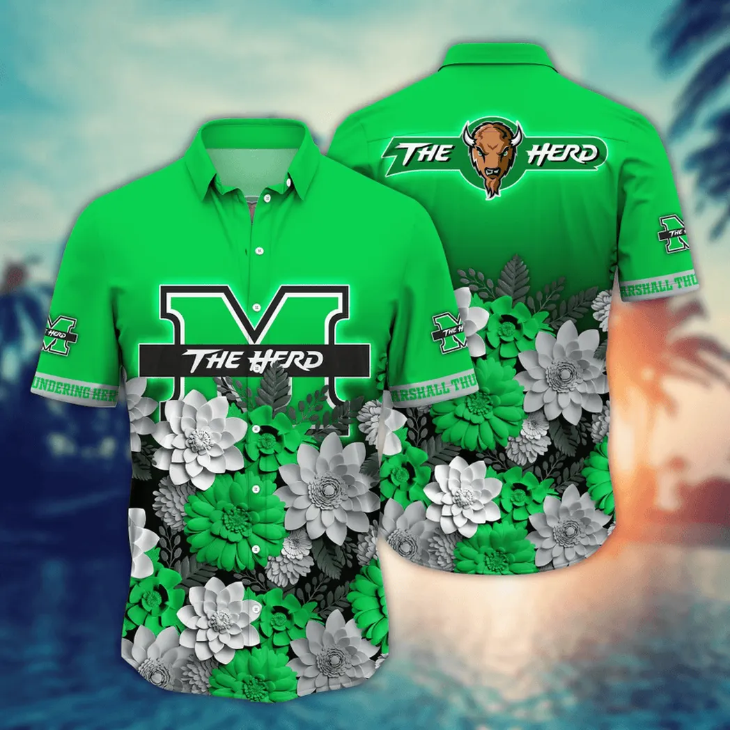 Marshall Thundering Herd NCAA Flower Aloha Hawaiian Shirt, Summer Football Shirts VPHWA2451155105