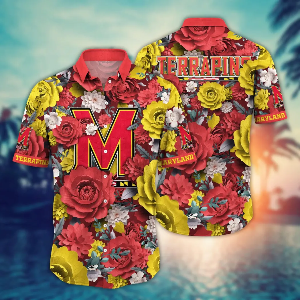 Maryland Terrapins NCAA Flower Aloha Hawaiian Shirt, Custom Summer Football Shirts VPHWA2451153772