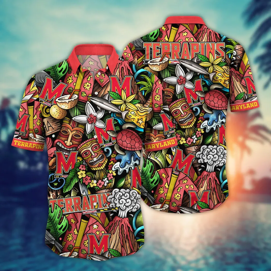 Maryland Terrapins NCAA Flower Aloha Hawaiian Shirt, Custom Summer Football Shirts VPHWA2451154266