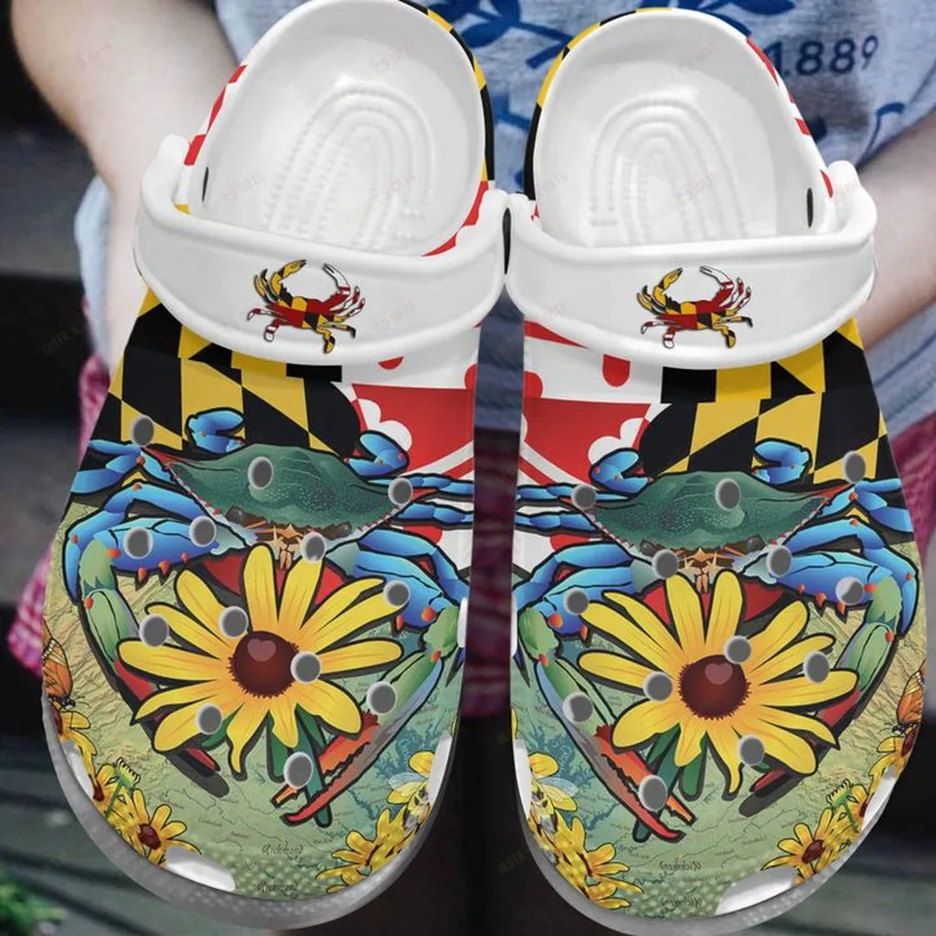 Maryland White Sole Maryland Is My Pride Crocs Classic Clogs